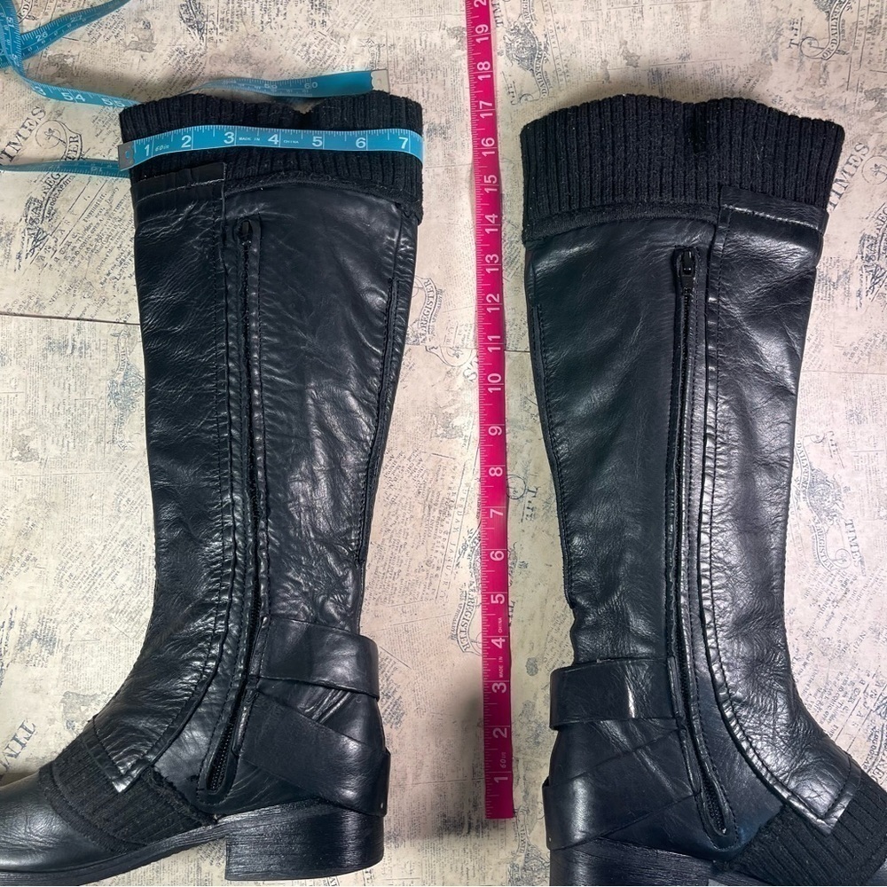 Apepazza ZEBU Black Leather Knit Combat Boots Italian Designer Size 7.5 - Picture 13 of 13